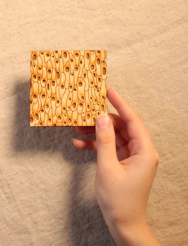 3d printed organic pattern on wood